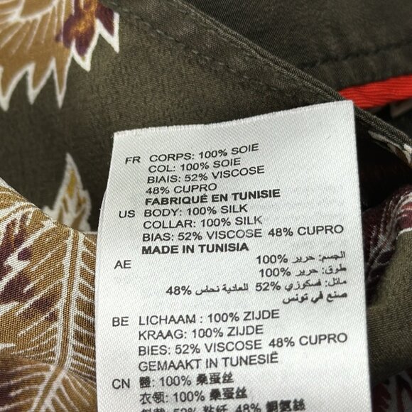 Sandro Paris Brown Floral Pink Collared Silk Blouse - Picture 8 of 14